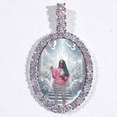 Large 3D Oval Custom Picture Pendant