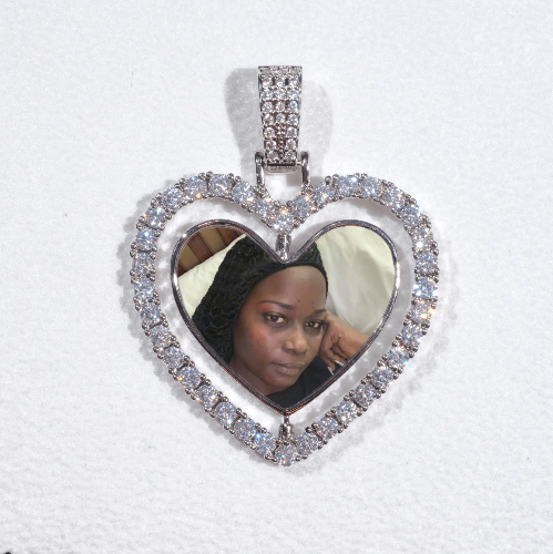 3D Spinning 2-Faced Heart Custom Picture Pendant