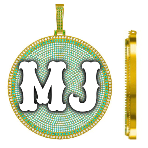 CUSTOM LETTER NECKLACE 3D BIG DISC