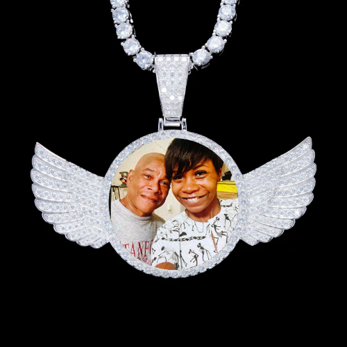 925S & VVS Moissanite 3D Wing Custom Picture Pendant