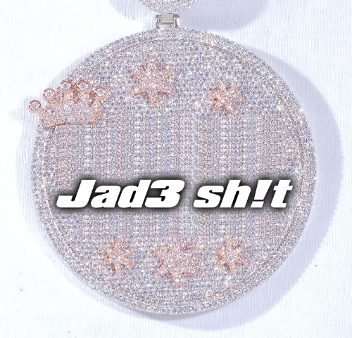 CUSTOM LETTER NECKLACE 3D BIG CROWN DISC