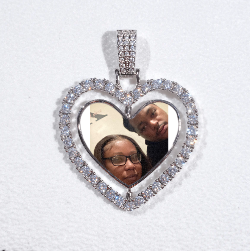 3D Spinning 2-Faced Heart Custom Picture Pendant