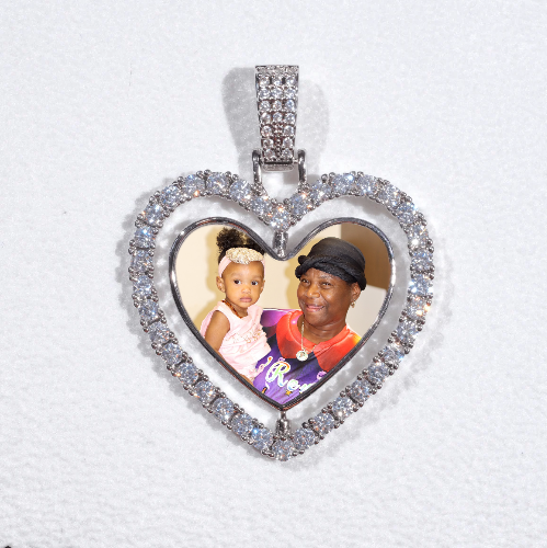 3D Spinning 2-Faced Heart Custom Picture Pendant