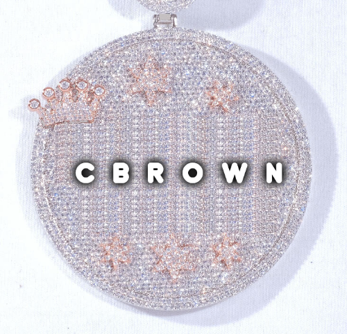CUSTOM LETTER NECKLACE 3D BIG CROWN DISC