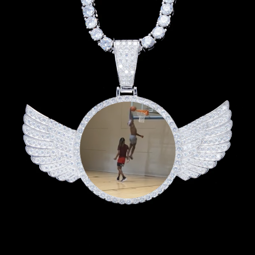 925S & VVS Moissanite 3D Wing Custom Picture Pendant