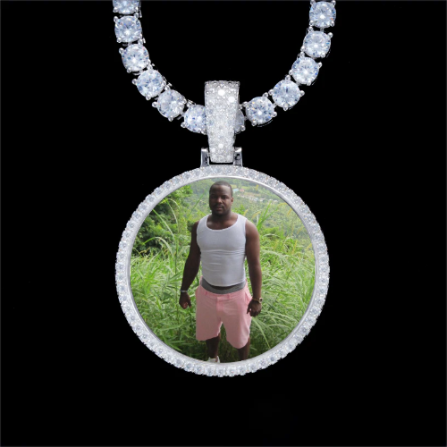 925S & VVS Moissanite 3D Circle Custom Picture Pendant