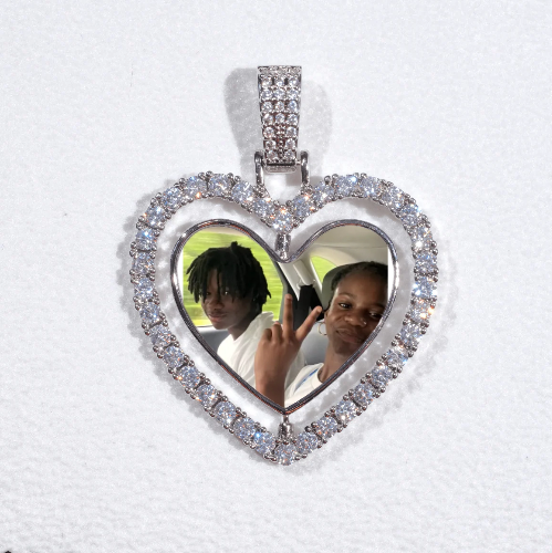 3D Spinning 2-Faced Heart Custom Picture Pendant