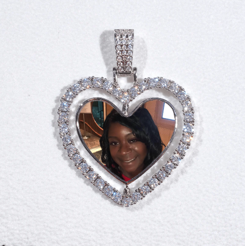 3D Spinning 2-Faced Heart Custom Picture Pendant