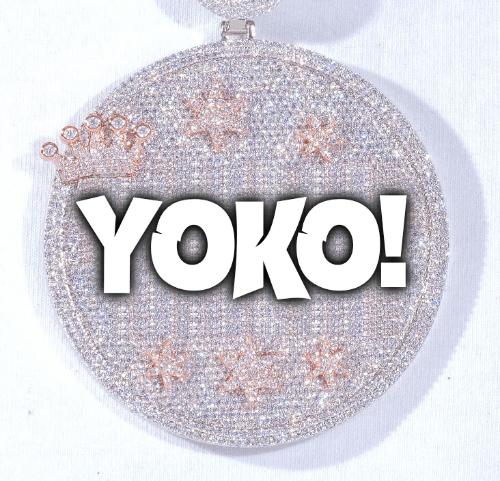 CUSTOM LETTER NECKLACE 3D BIG CROWN DISC