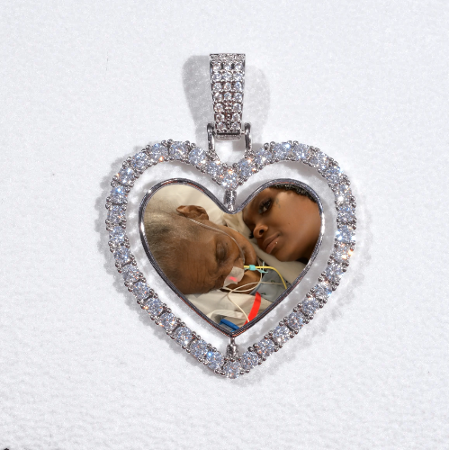 3D Spinning 2-Faced Heart Custom Picture Pendant