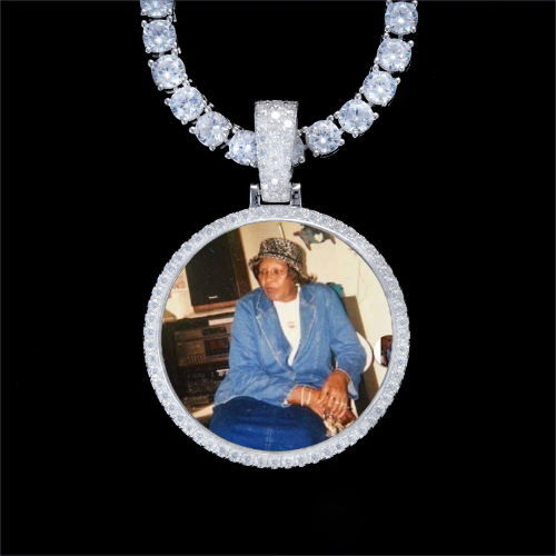 925S & VVS Moissanite 3D Circle Custom Picture Pendant