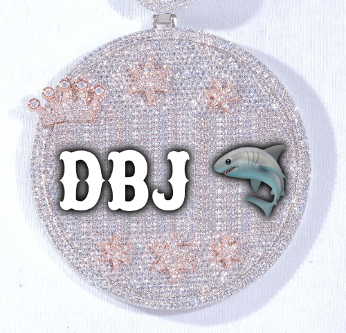 CUSTOM LETTER NECKLACE 3D BIG CROWN DISC