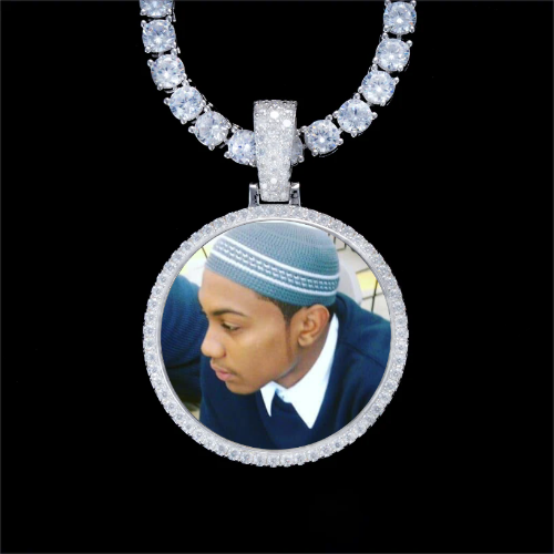 925S & VVS Moissanite 3D Circle Custom Picture Pendant
