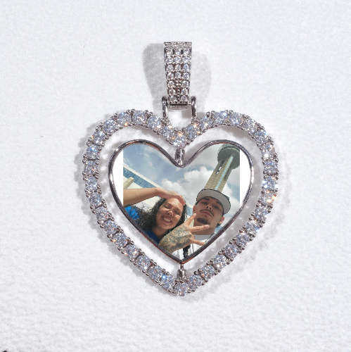 3D Spinning 2-Faced Heart Custom Picture Pendant