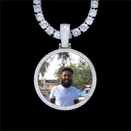925S & VVS Moissanite 3D Circle Custom Picture Pendant