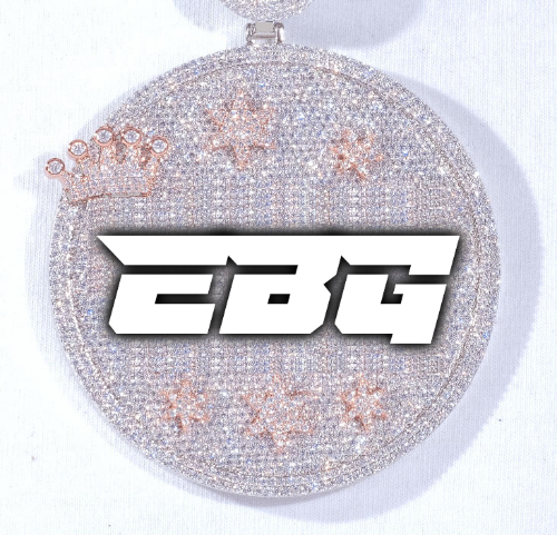 CUSTOM LETTER NECKLACE 3D BIG CROWN DISC