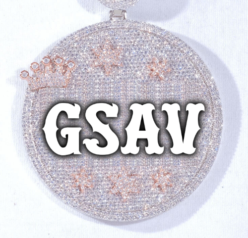 CUSTOM LETTER NECKLACE 3D BIG CROWN DISC