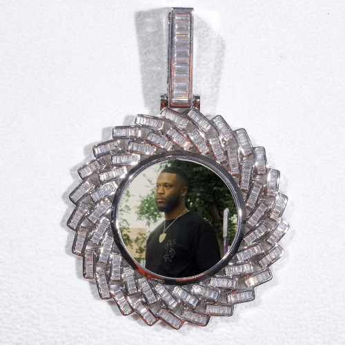 Large 3D Baguette Custom Picture Pendant