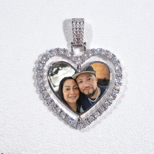 3D Spinning 2-Faced Heart Custom Picture Pendant