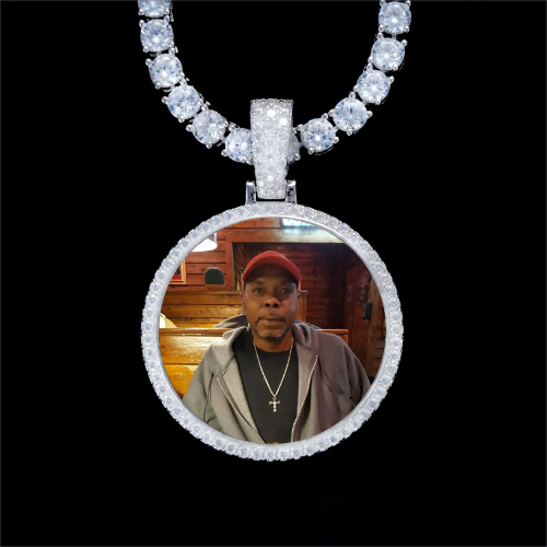 925S & VVS Moissanite 3D Circle Custom Picture Pendant