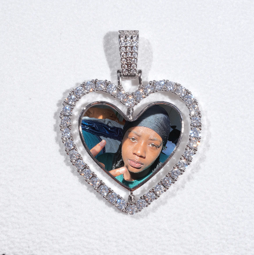 3D Spinning 2-Faced Heart Custom Picture Pendant