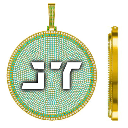 CUSTOM LETTER NECKLACE 3D BIG DISC