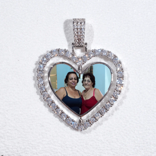 3D Spinning 2-Faced Heart Custom Picture Pendant