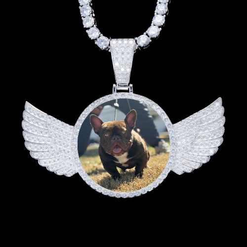 925S & VVS Moissanite 3D Wing Custom Picture Pendant