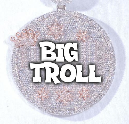 CUSTOM LETTER NECKLACE 3D BIG CROWN DISC
