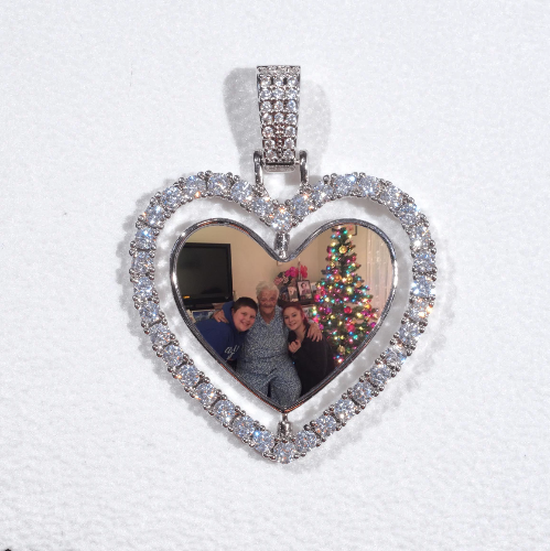 3D Spinning 2-Faced Heart Custom Picture Pendant
