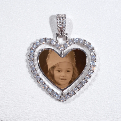 3D Spinning 2-Faced Heart Custom Picture Pendant