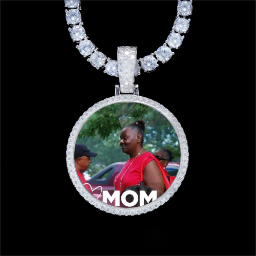 925S & VVS Moissanite 3D Circle Custom Picture Pendant