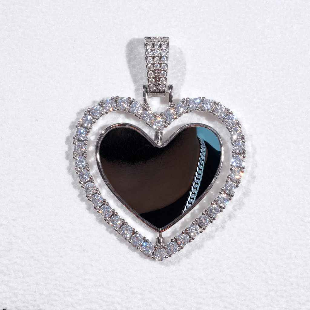 3D Spinning 2-Faced Heart Custom Picture Pendant