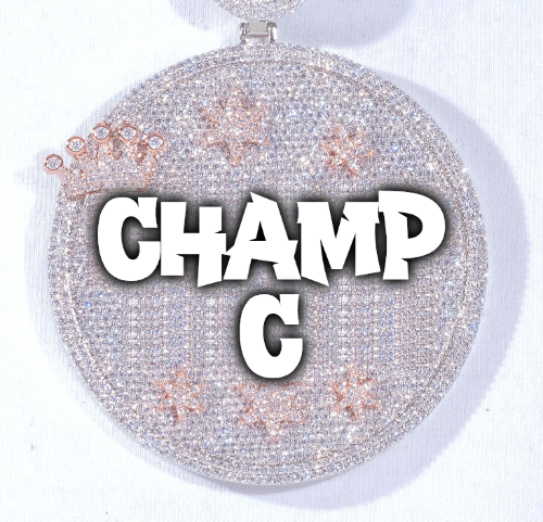 CUSTOM LETTER NECKLACE 3D BIG CROWN DISC