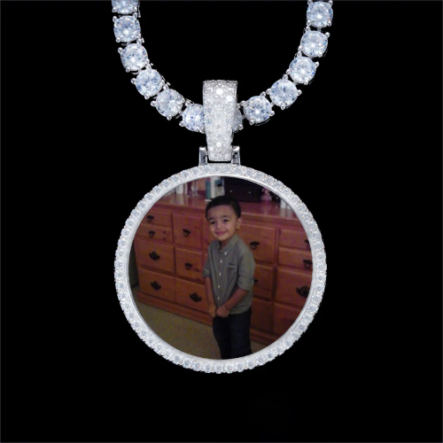 925S & VVS Moissanite 3D Circle Custom Picture Pendant