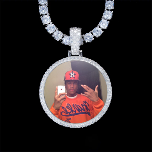 925S & VVS Moissanite 3D Circle Custom Picture Pendant