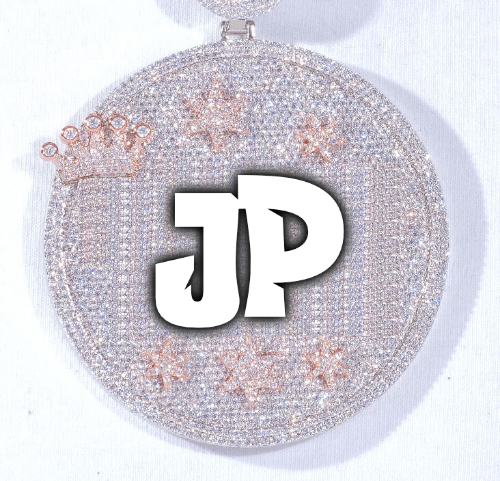 CUSTOM LETTER NECKLACE 3D BIG CROWN DISC