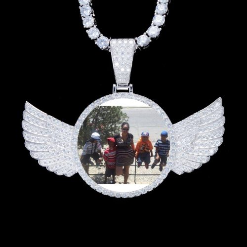 925S & VVS Moissanite 3D Wing Custom Picture Pendant