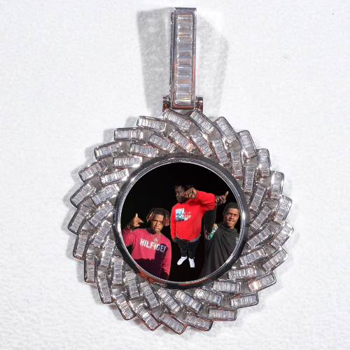 Large 3D Baguette Custom Picture Pendant