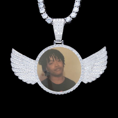 925S & VVS Moissanite 3D Wing Custom Picture Pendant