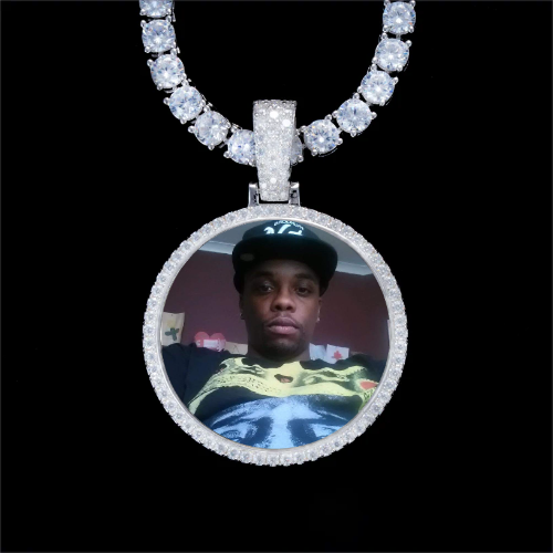 925S & VVS Moissanite 3D Circle Custom Picture Pendant