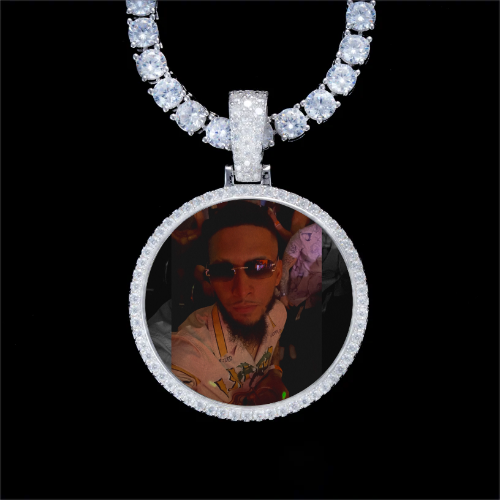925S & VVS Moissanite 3D Circle Custom Picture Pendant