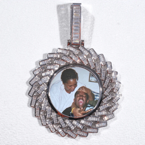 Large 3D Baguette Custom Picture Pendant