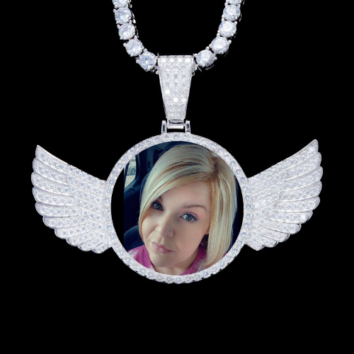 925S & VVS Moissanite 3D Wing Custom Picture Pendant