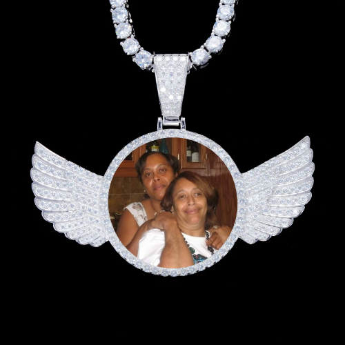 925S & VVS Moissanite 3D Wing Custom Picture Pendant