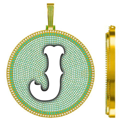 CUSTOM LETTER NECKLACE 3D BIG DISC