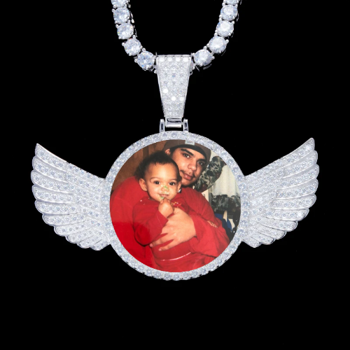 925S & VVS Moissanite 3D Wing Custom Picture Pendant