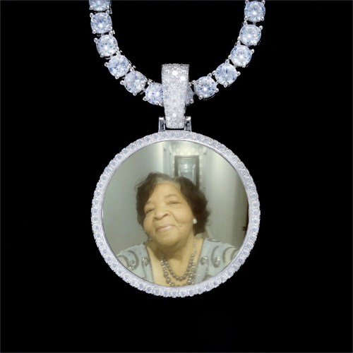 925S & VVS Moissanite 3D Circle Custom Picture Pendant