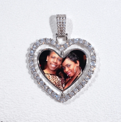 3D Spinning 2-Faced Heart Custom Picture Pendant