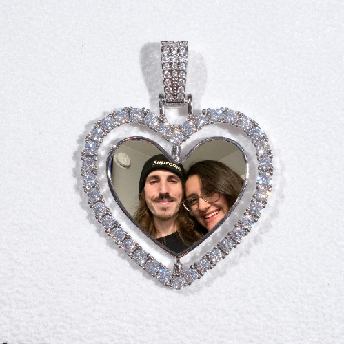 3D Spinning 2-Faced Heart Custom Picture Pendant